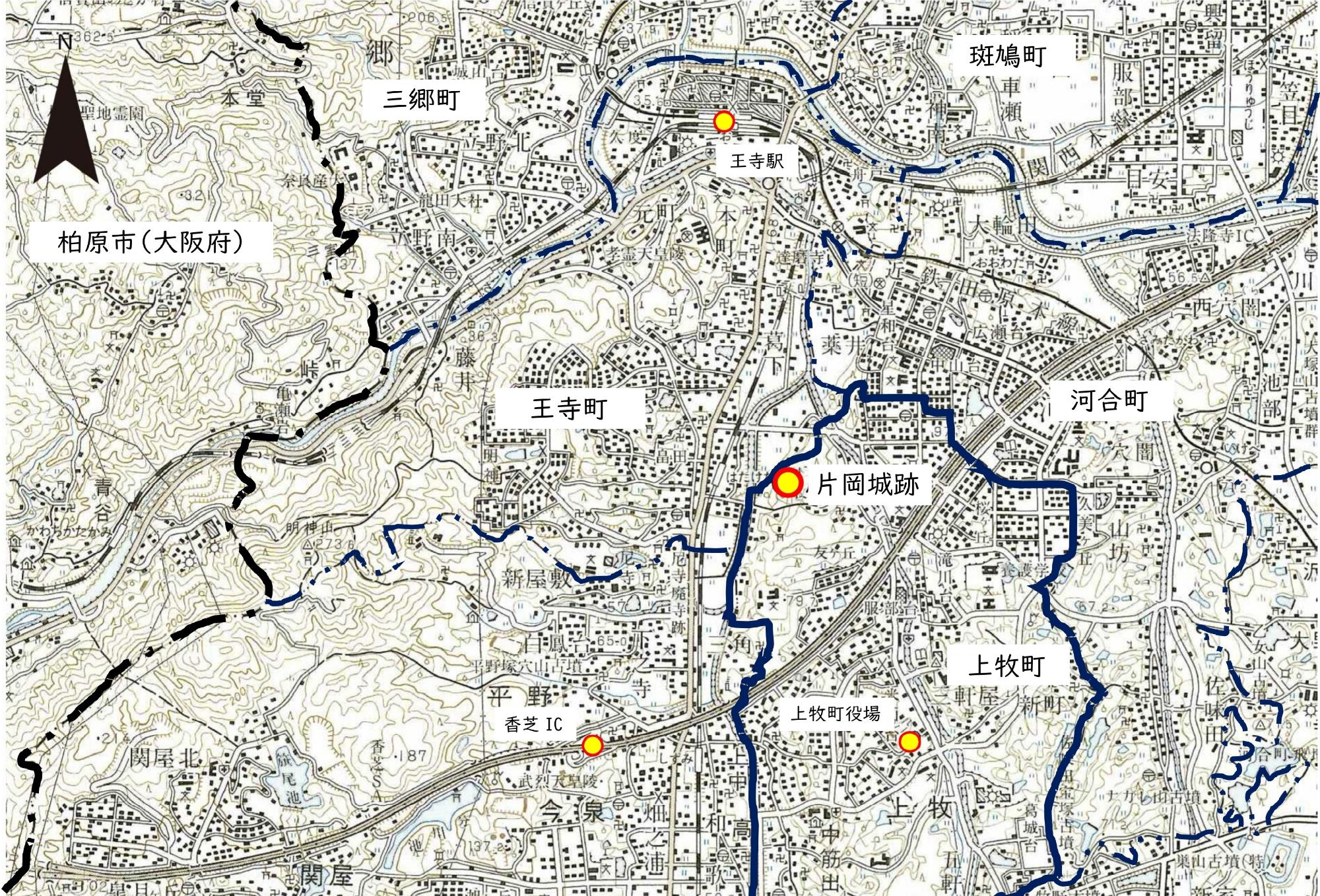 片岡城跡　位置図