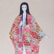 ピンク色の艶やかな着物を着ている佐葦姫のイラスト